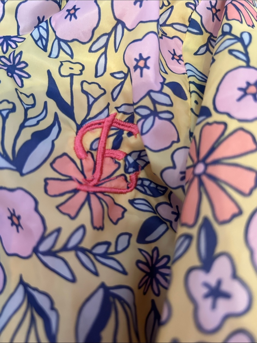 Cat & Jack Yellow Floral Hooded Raincoat with Pink Accents - Picture 2 of 4